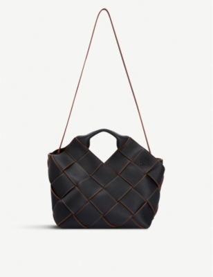 LOEWE Woven basket leather tote bag