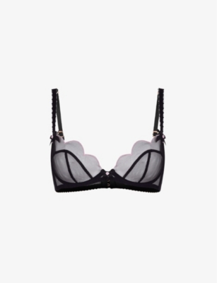 Agent Provocateur Womens Black Kissie Scalloped-trim Semi-sheer Underwired Mesh  Bra