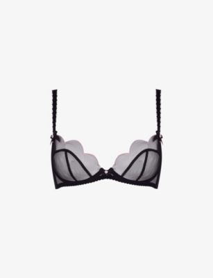 Agent Provocateur Womens Lorna Black Lorna Scalloped Mesh Underwired Bra 36b