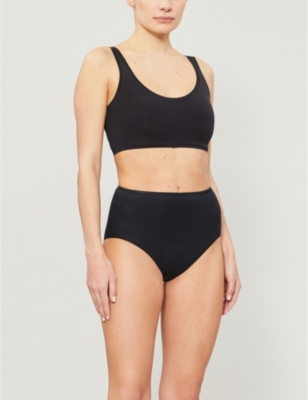 Hanro Seamless Maxi High-rise Cotton-jersey Briefs In Black