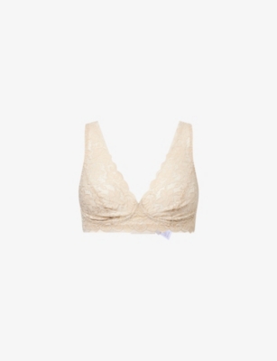 Shop Hanro Womens Iced Cappuccino Moments Soft-cup Stretch-lace Bra