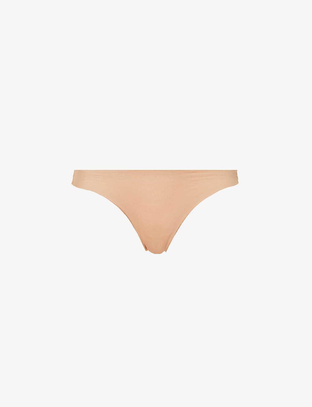 Hanro Invisible Cotton Low-rise Cotton-jersey Thong In Beige