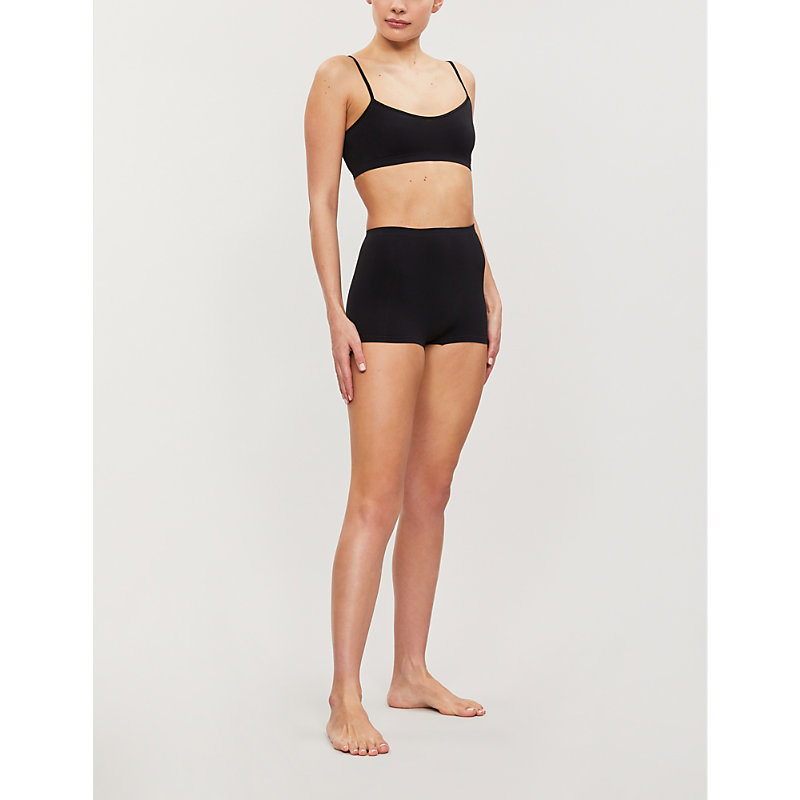 Shop Hanro Womens Black Touch Feeling Stretch-jersey Crop Top