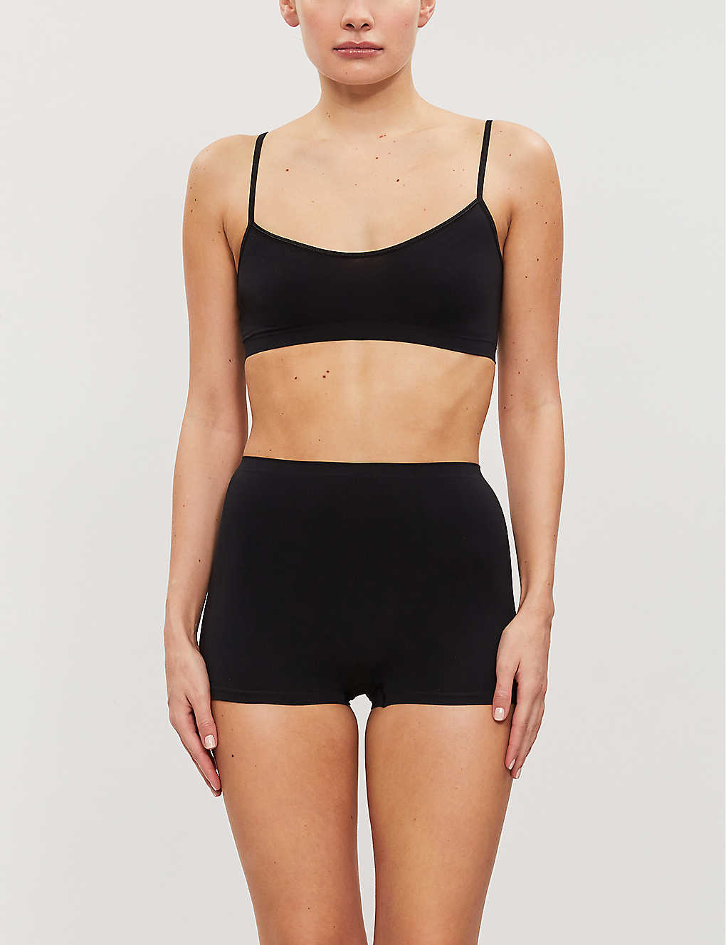 Shop Hanro Touch Feeling Stretch-jersey Crop Top In Black