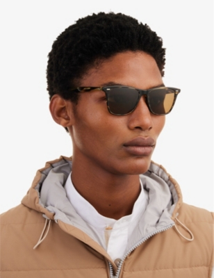 Shop Oliver Peoples Men's Brown Ov5419su Lachman Sun Acetate Glass Square-frame Sunglasses