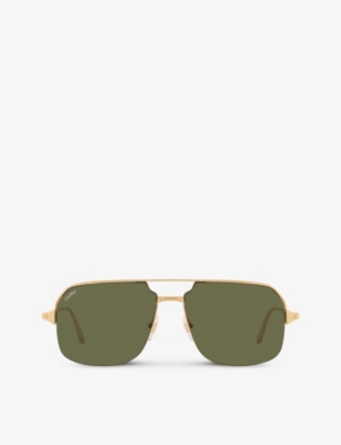 Cartier Ct0230s Metal And Acetate Square-frame Sunglasses In Gold