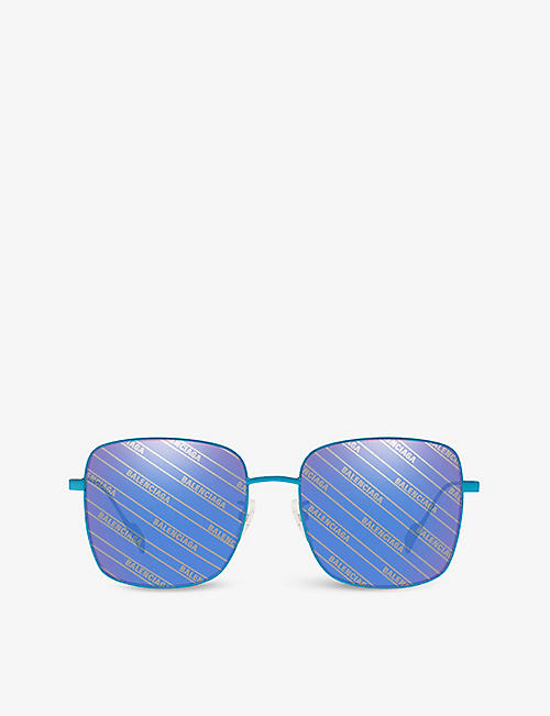 BALENCIAGA: BB0087SK branded square metal sunglasses