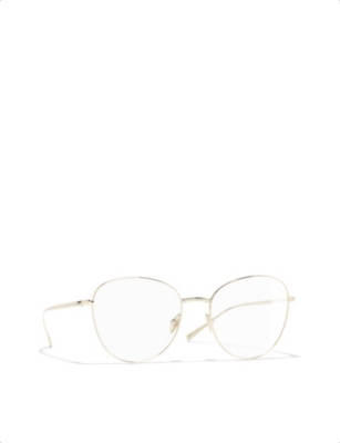 Pre-owned Chanel Womens Gold Round Eyeglasses