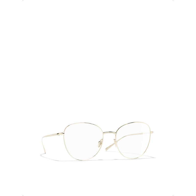 Pre-owned Chanel Womens Gold Round Eyeglasses