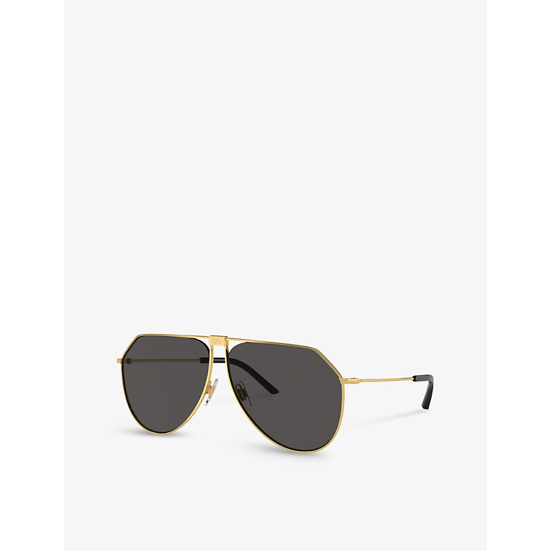 Shop Dolce & Gabbana Women's Gold Dg2248 Pilot-frame Metal Sunglasses