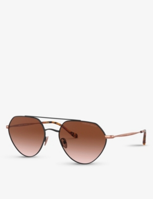Giorgio Armani Ar6111 Round-frame Acetate Sunglasses In Black