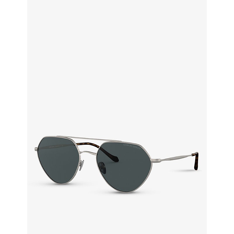 Shop Giorgio Armani Women's Grey Ar6111 Irregular-frame Metal Sunglasses