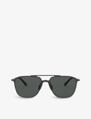 Giorgio Armani Ar6110 58 Steel Square-frame Sunglasses In Black