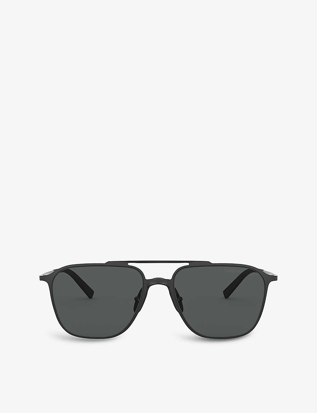 Giorgio Armani Ar6110 58 Steel Square-frame Sunglasses In Black