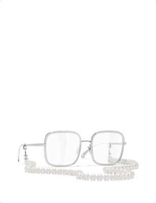 CHANEL: CH2195 pearl chain square-frame glasses