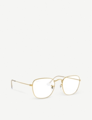 Shop Ray Ban Womens Ray-ban Rx3857v Frank Metal Square-frame Glasses In Gold