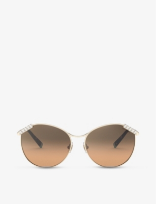 TIFFANY & CO: TF3073B 59 round-frame acetate and metal sunglasses