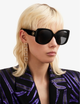 Shop Versace Women's Black Ve4387 Square-frame Acetate Sunglasses