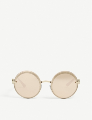 Bvlgari Bv6149b Round-frame Metal Sunglasses In Gold