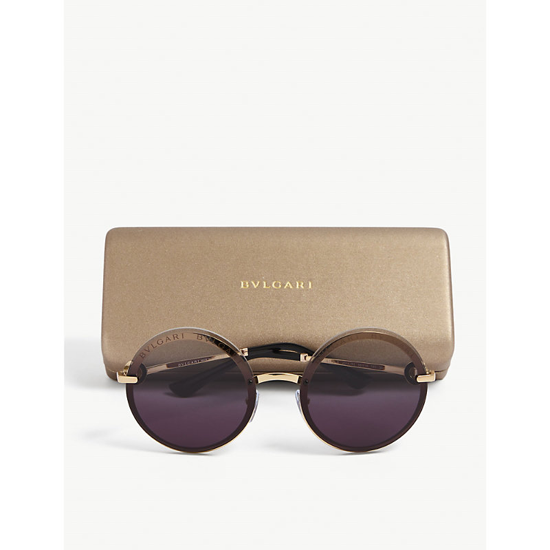 Shop Bvlgari Bv6149b Round-framed Metal Sunglasses In Gold