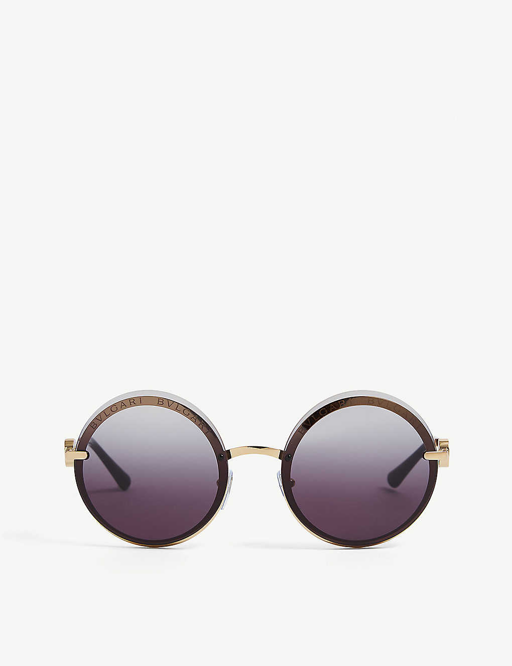 Bvlgari Bv6149b Round-framed Metal Sunglasses In Gold