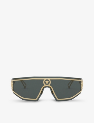 Versace Ve2226 Wrap-around Metal Sunglasses In Grey