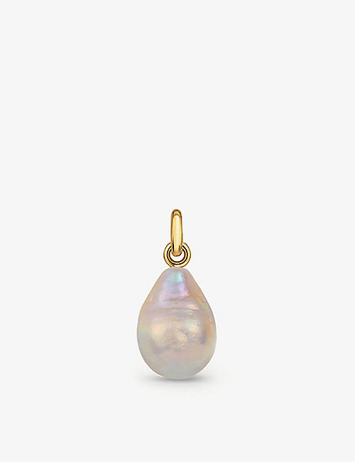 MONICA VINADER: Fiji Bud mini 18ct gold-plated sterling silver and baroque pearl pendant