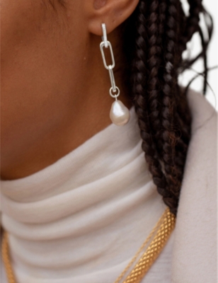 MONICA VINADER: Nura sterling silver and baroque pearl charm