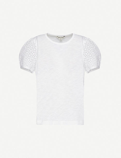 WHISTLES: Broderie Anglaise-embellished cotton T-shirt