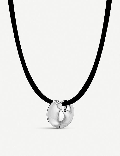 GEORG JENSEN: Möbius rubber and sterling silver pendant necklace