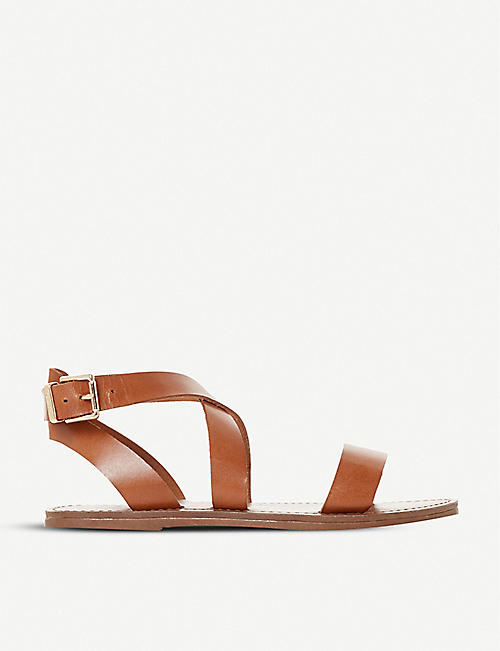 DUNE: Leelah cross-over strap leather sandals