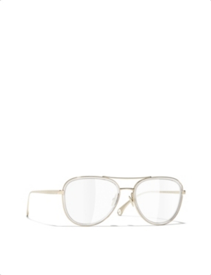 CHANEL: 0CH2196 metal pilot-frame glasses
