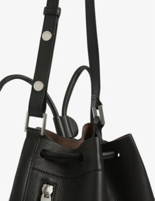 dune raffi black leather studded zip front ankle boot