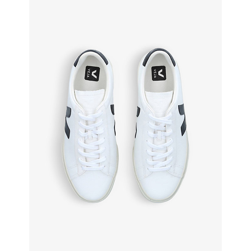 Shop Veja Men's White/blk Men's Campo Leather And Coated-canvas Low-top Trainers