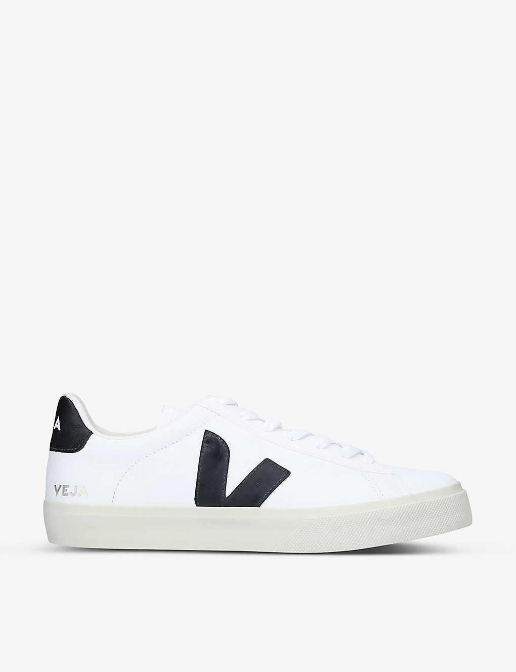 Shop Veja Men's White/blk Men's Campo Leather And Coated-canvas Low-top Trainers