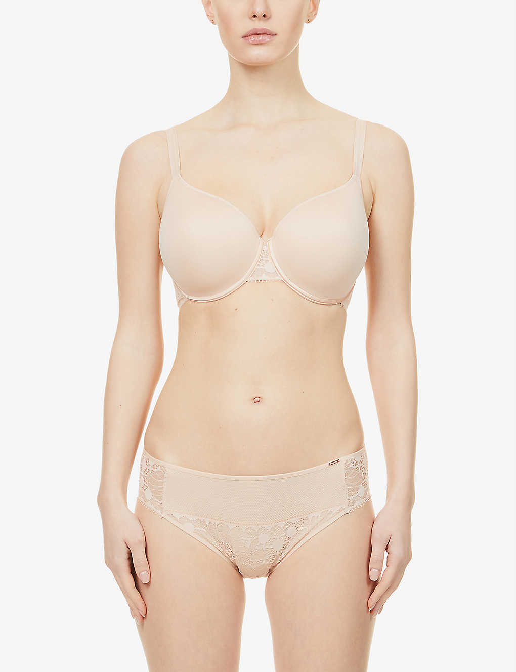 Chantelle Day To Night Padded Jersey Push-up Bra In Golden Beige