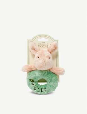 WINNIE THE POOH: Hundred Acre Wood Disney Winnie the Pooh Piglet plush ring rattle 12cm