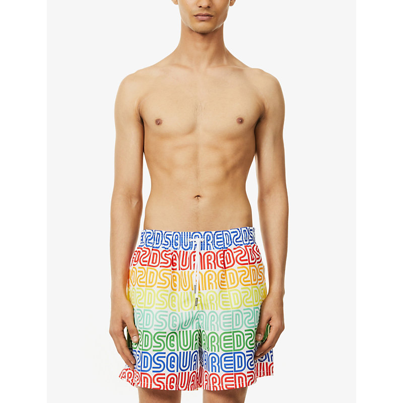 Dsquared2 Rainbow Branded Relaxed-fit Swim Shorts