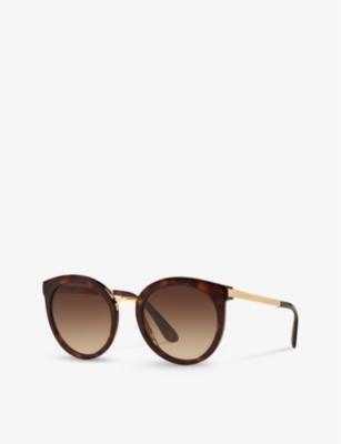 Shop Dolce & Gabbana Women's Brown Dg4268 Round-frame Tortoiseshell Acetate Sunglasses