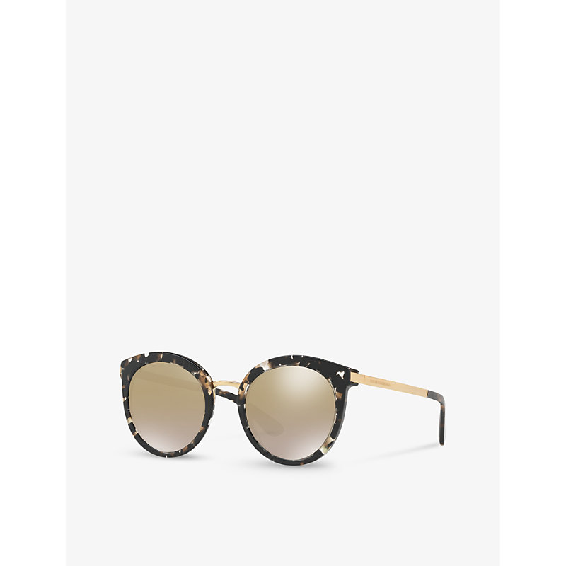 Shop Dolce & Gabbana Women's Black Dg4268 Round-frame Tortoiseshell Acetate Sunglasses