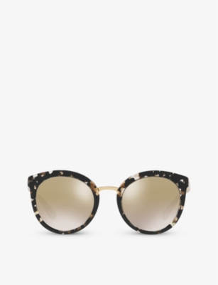 Dolce & Gabbana Womens Dg4268 Round-frame Tortoiseshell Acetate Sunglasses Black In Black