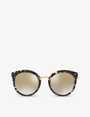 Shop Dolce & Gabbana Women's Black Dg4268 Round-frame Tortoiseshell Acetate Sunglasses