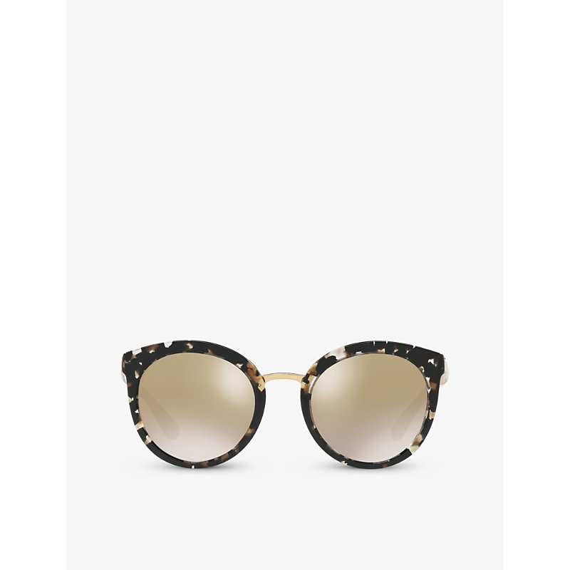 Shop Dolce & Gabbana Womens Black Dg4268 Round-frame Tortoiseshell Acetate Sunglasses
