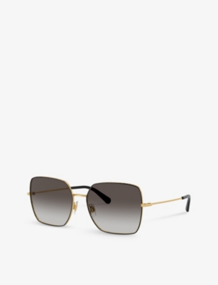 Shop Dolce & Gabbana Women's Black Dg2242 Square-frame Metal Sunglasses