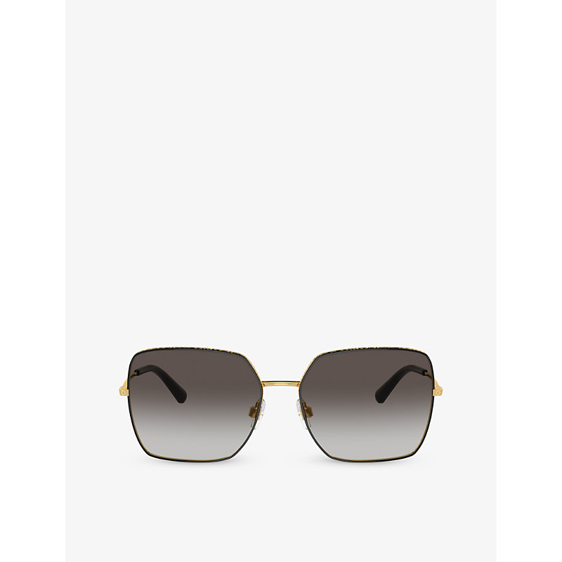 Dolce & Gabbana Dg2242 Square-frame Metal Sunglasses In Black