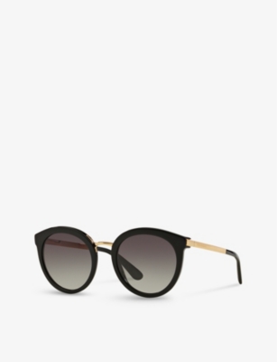 Shop Dolce & Gabbana Women's Black Dg4268 Round-frame Acetate Sunglasses