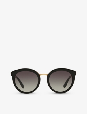 Shop Dolce & Gabbana Women's Black Dg4268 Round-frame Acetate Sunglasses