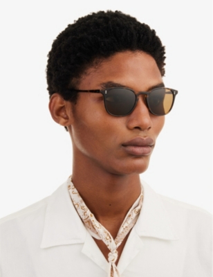 Shop Oliver Peoples Mens Brown Ov53497su Finley Esq. Sun Round-frame Sunglasses