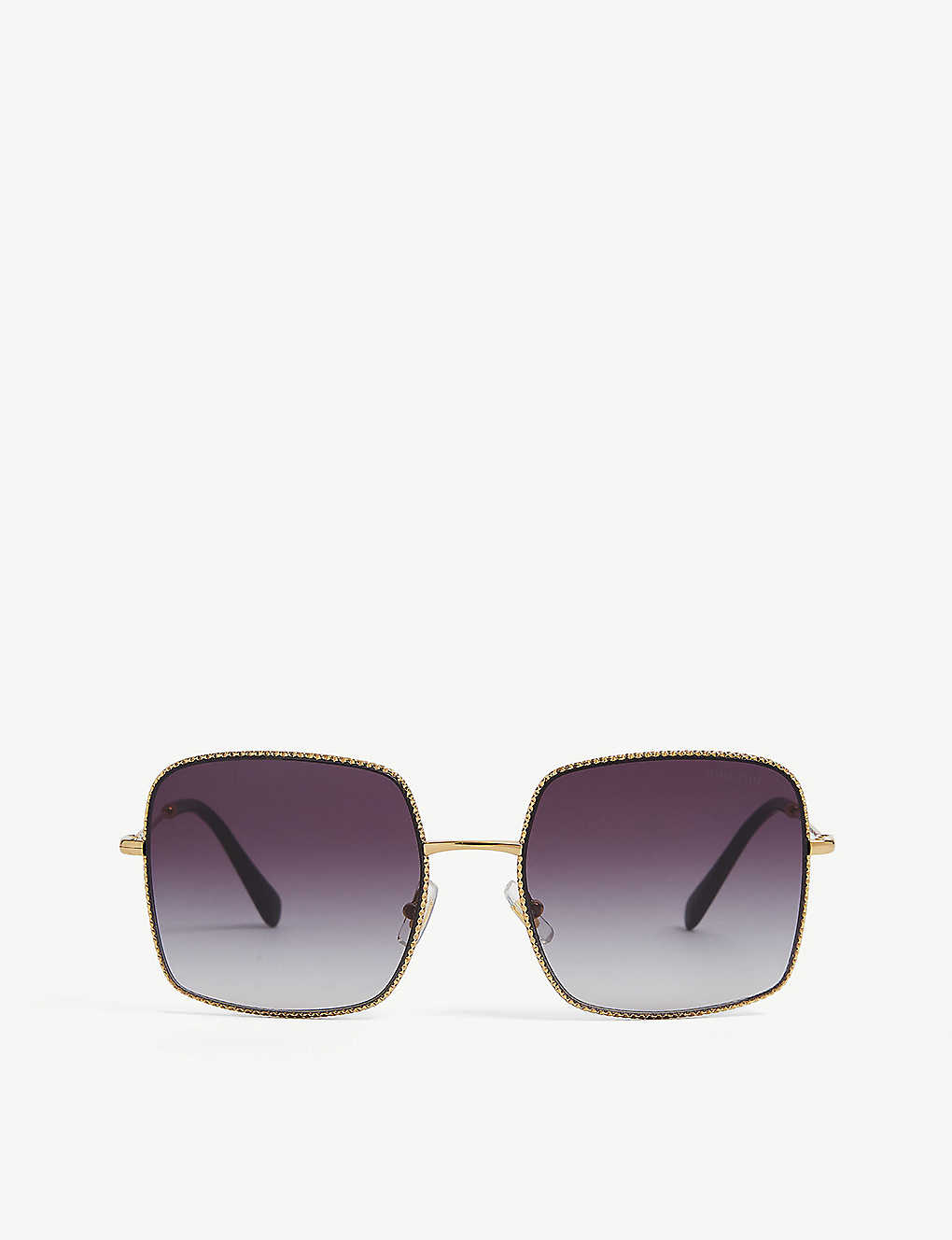 Miu Miu Womens Gold Mu61vs Square-frame Metal Sunglasses