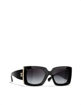 Pre-owned Chanel Womens Black Rectangle Sunglasses